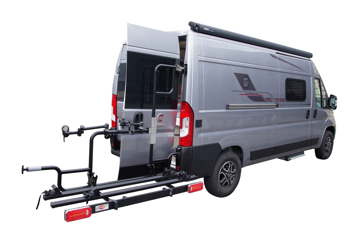 Porte-vélos pour fourgons VAN-BIKE 2 avec porte arrière ouverte