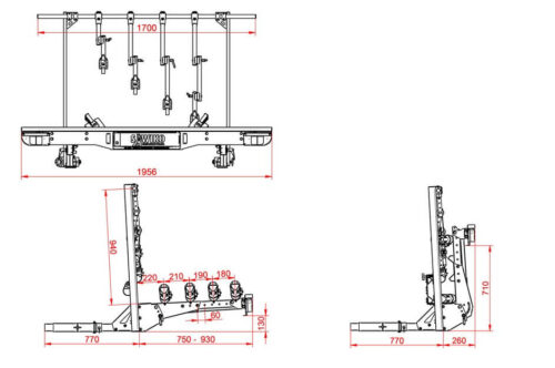 Dimensions du porte-vélos et moto pour camping-car Vario