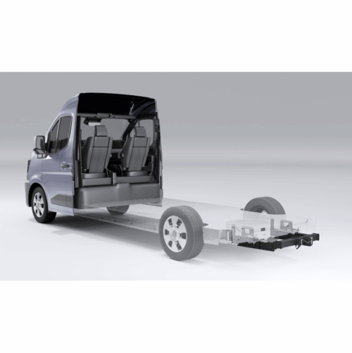 Attelage installé sur le châssis d'un fourgon Renault Master 4 XDD