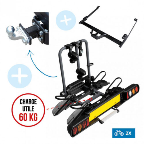 Ensemble complet du Porte-vélos sur boule d'attelage pour Fourgons Renault Trafic 3