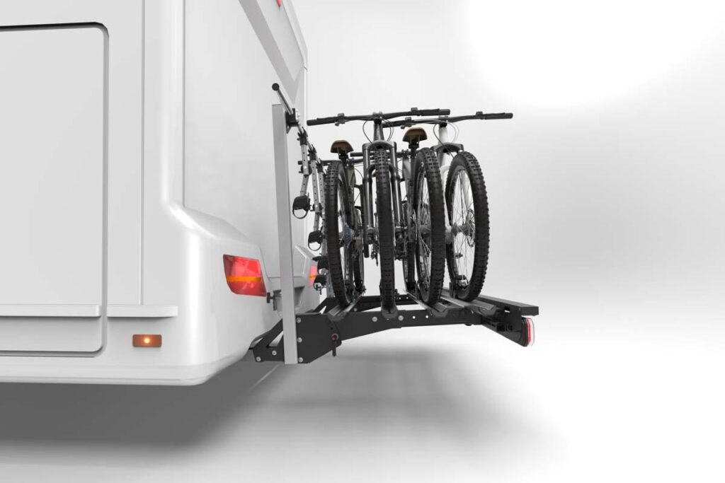 Campervan bike rack Vario loaded with 4 bikes