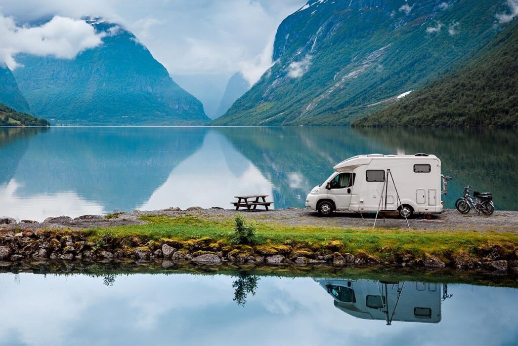 Motorhome equipped with a bike rack